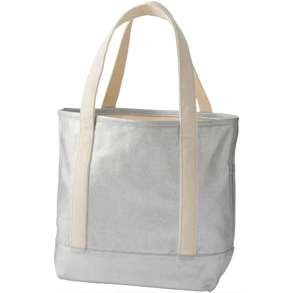 Lands' End Small Coated Metallic 5-Pocket Zip-Top Canvas Tote Bag - Picture 5 of 12